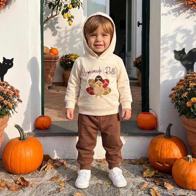Infant Baby Boy Fall Winter Clothes Outfit Hooded Long Sweatshirt Pant Set - Image 3