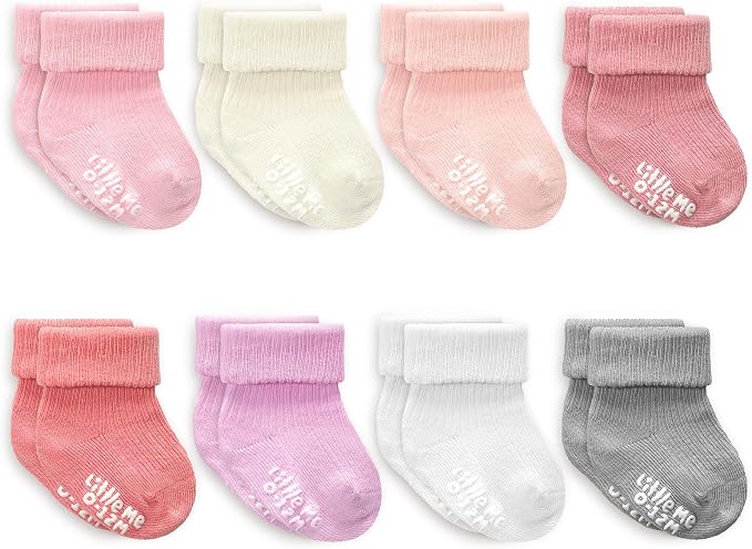 Little Me Baby Socks 16 Pairs | 61% Organic Cotton | Sizes 0-12M & 12-24M | by LittleMeChildrensApparel