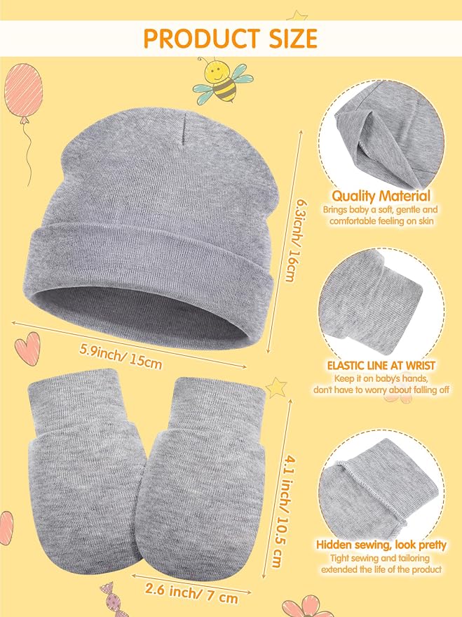 Geyoga 12 Pcs Baby Hat | Newborn Hats Mittens - Image 2