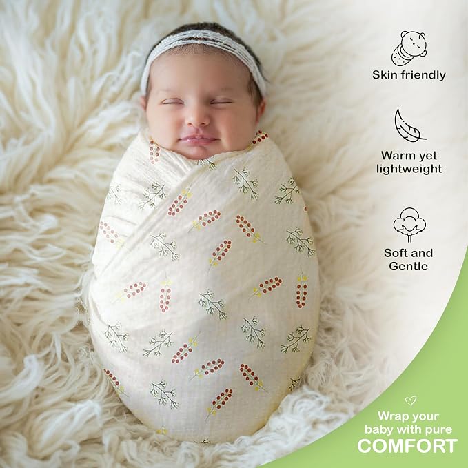 100% Organic Cotton 2 PK Baby Girl Muslin Swaddle Blanket 47x47 in | Oeko-TEX - Image 6