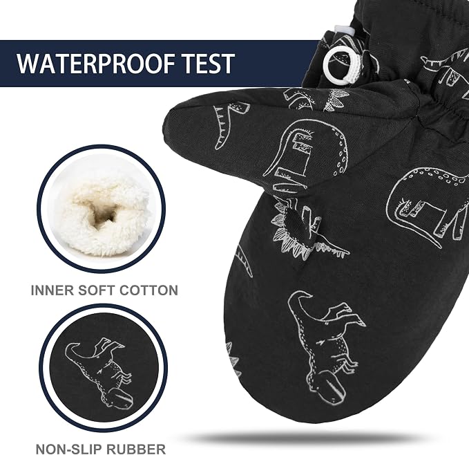 Toddler Mittens Lined Fleece Snow Gloves - Image 2