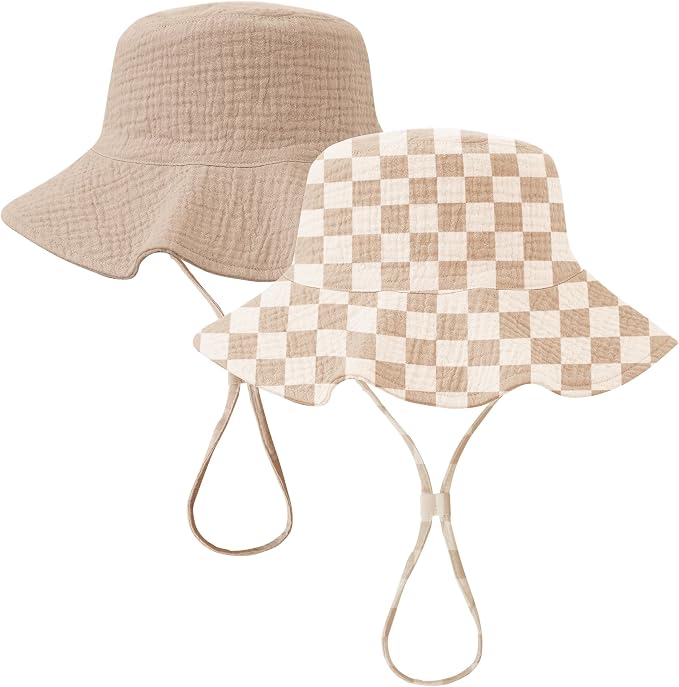 Konssy 2-Pack Muslin Baby Girl Sun Hats by Konssy