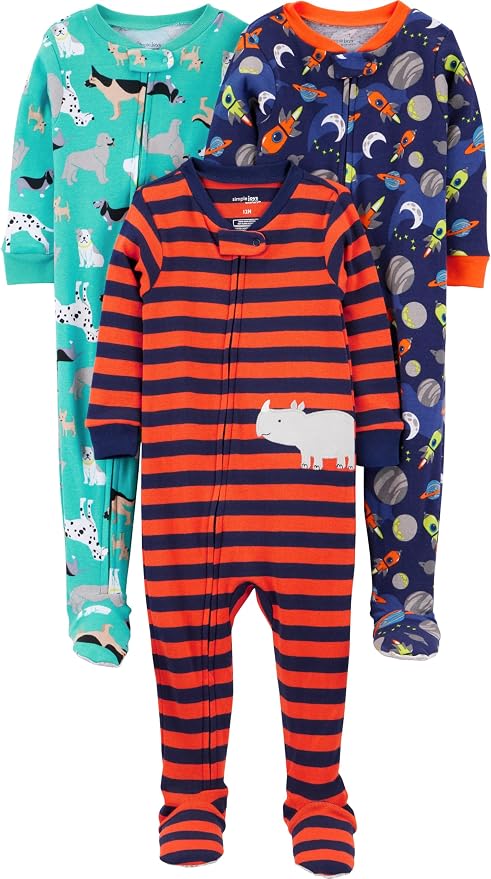 Simple Joys by Carter's Baby Boys 3 pack Snug Fit Footed Cotton Pajamas by SimpleJoysbyCarters
