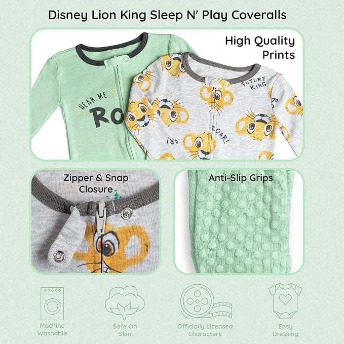 Disney Baby Boys' 2-Pack Footed One-Piece Sleep N' Play Newborn to Infant - Image 3