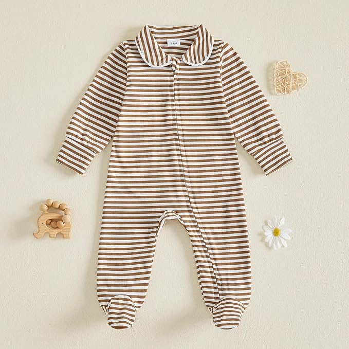 Seyurigaoka Newborn Baby Boy Girl Romper Long Sleeve Zipper Jumpsuit - Image 6