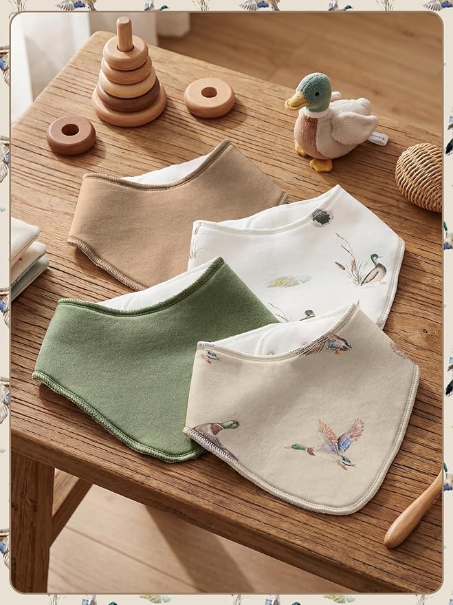 4 Pcs Baby Bandana Bib Cute Baby Nursery Decor Cotton Newborn Infant Feeding - Image 3