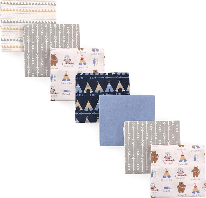 Luvable Friends Unisex Baby Cotton Flannel Receiving Blankets, Tribe 7-Pack - Image 2
