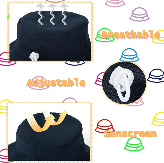 Baby Boy Sun Hat Toddler Bucket Beach Hat Girl UPF 50+ Cotton Linen - Image 5