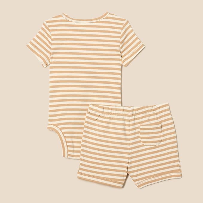 Amazon Essentials Unisex Toddlers' Short Sleeve 100% Cotton Bodysuit and Short - Image 3