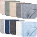 10 Pack Muslin Burp Cloths, 10 Mixed Colors, Soft Absorbent Baby Burping Rags by Synrroe