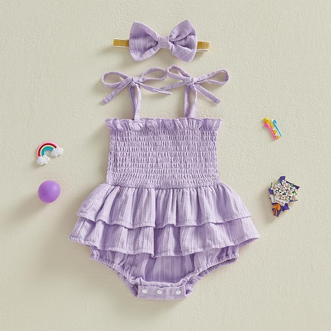 Newborn Baby Girl Summer Clothes Plaid Ruffle Bodysuits Onesie Infant Girl - Image 7