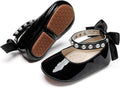 Baby Girls Mary Jane Flats - Infant Newborn Walking Shoes Soft Rubber Sole Princess Wedding