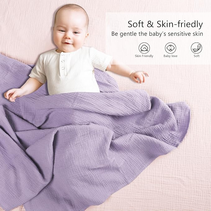 Susurration Muslin Receiving Blanket, 100% Cotton Swaddle Blankets - Image 2