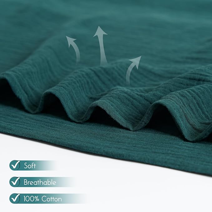 Meracorallo Muslin Swaddle Blanket, 100% Cotton, Dark Green | Soft Breathable - Image 3