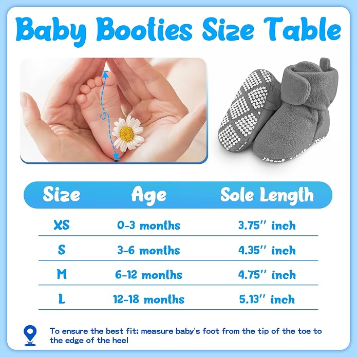 Pro Goleem Fleece Baby Booties, Warm Cozy Baby Slippers, Stay On Sock Shoes - Image 4