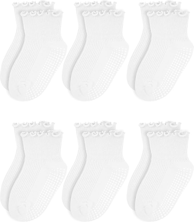 Girls Ruffle Socks Non-Slip Ankle Socks by Sooneeya