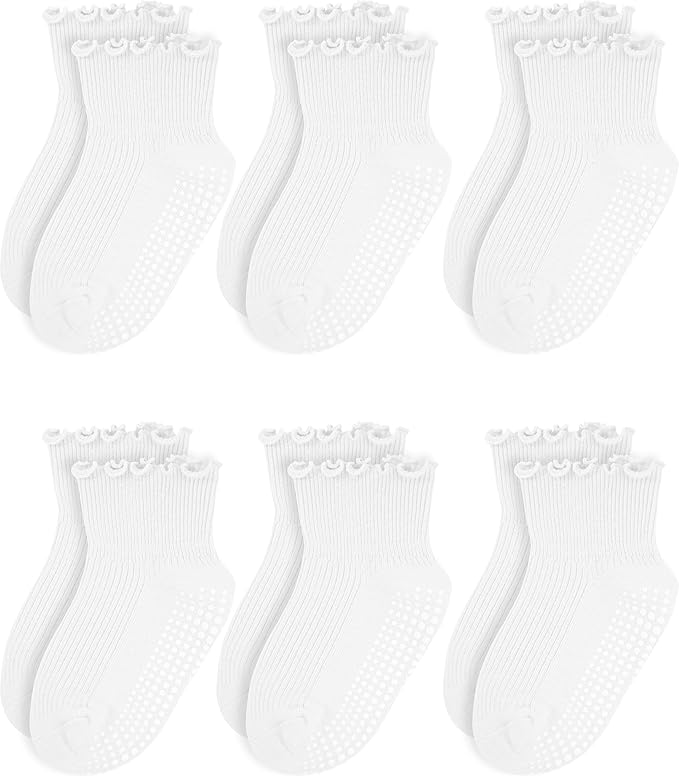 Girls Ruffle Socks Non-Slip Ankle Socks by Sooneeya