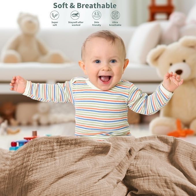 Muslin Swaddle Blankets for Newborn, 2 Pack Breathable Soft Receiving Blanket - Image 4