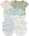 Baby Bodysuits Ribbed Mix Summer Newborn Boy Girl Clothes 5-pack | Multiple by ZAVBABY
