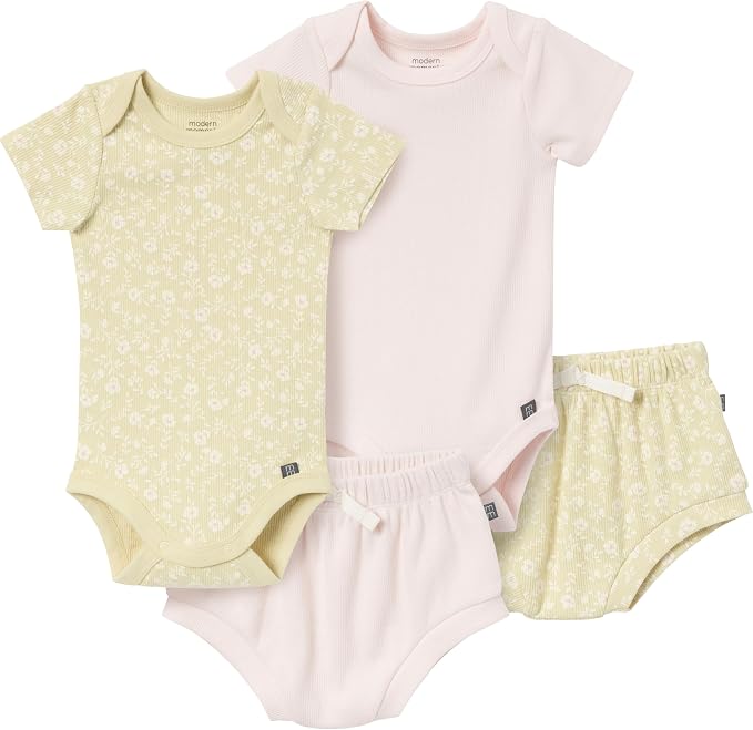 Modern Moments by Gerber Baby 4-Pack Short Sleeve Bodysuits & Shortie Set by ModernMomentsbyGerber