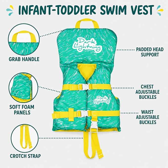 Dark Lightning USCG Approved Infant Life Jacket 0-30 lbs, Toddler Swim Vest and - Image 7