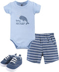 Hudson Baby Unisex Baby Cotton Bodysuit, Shorts and Shoe Set by HudsonBaby