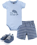 Hudson Baby Unisex Baby Cotton Bodysuit, Shorts and Shoe Set by HudsonBaby