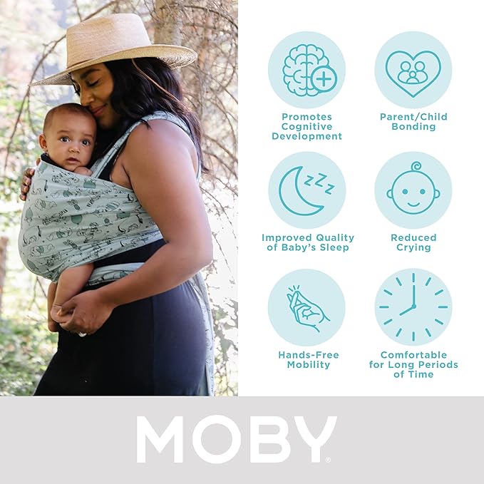 Moby Baby Wrap Carrier Featherknit for Newborns to Toddlers (8-33lbs), Infant Sling Carrier, Lightweight & Hands Free Design, Adjustable for All Body Types (Disney's Hundred Acre Woods Adventures)
