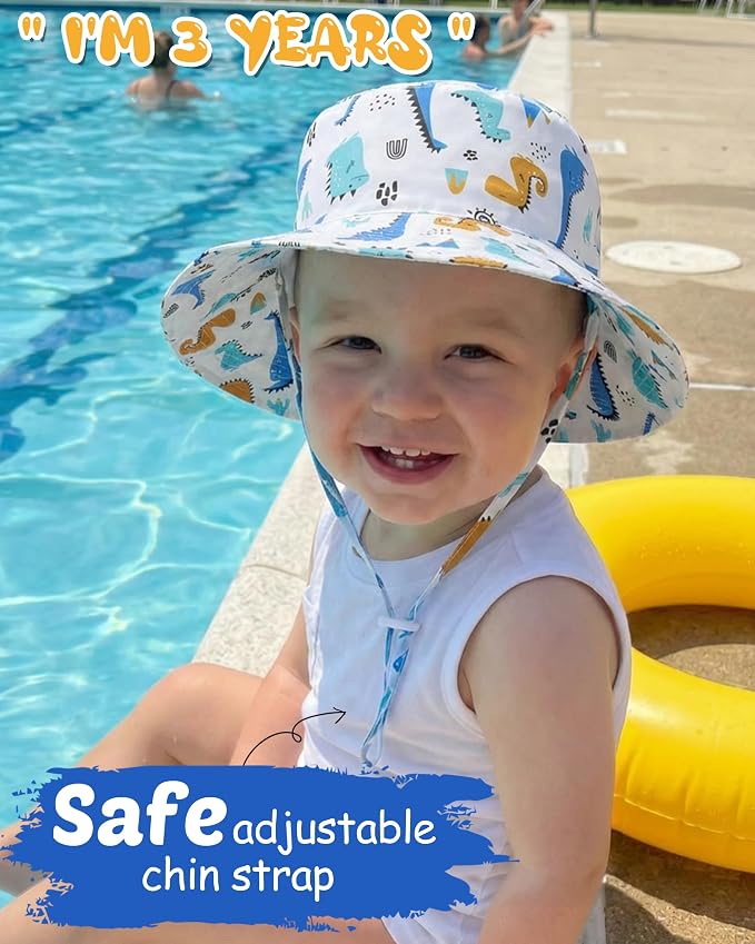 Baby Sun Hat Kids Summer Sun Protection Toddler Bucket Hat Wide Brim Adjustable - Image 3