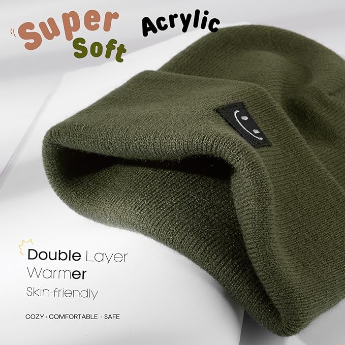 FURTALK Baby Beanie Cute Toddler Winter Hat Knit Boys Girls Warm 2 Pack Kids Embroidered Beanies Cap for 0-8 Years