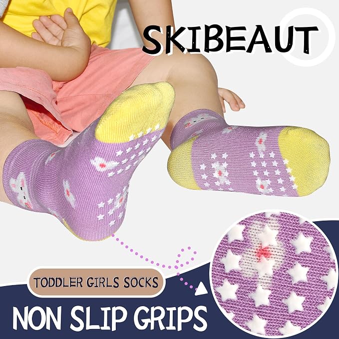 SkiBeaut Baby Toddlers Girls Socks, 12 Pairs Non Slip Kids Grips Toddler Grippy - Image 2