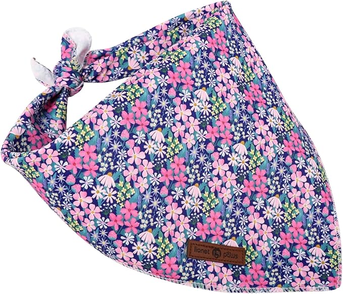 Lionet Paws Spring Summer Dog Bandana Washable Cotton Blue Handkerchief Scarf - Image 5