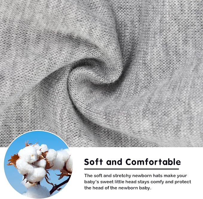 DRESHOW BQUBO 4 Pieces Baby Beanie Newborn Toddler Soft Cute Knit Hat Hospital - Image 5