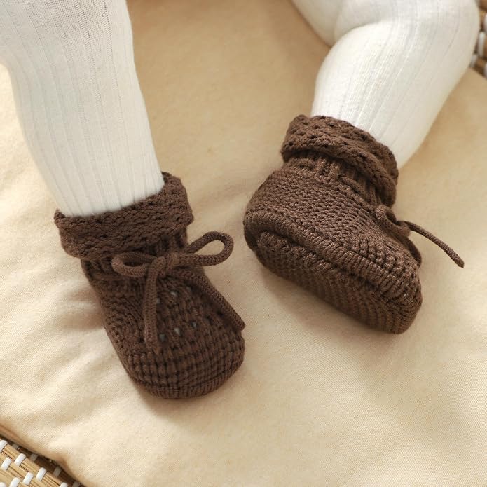 Baby Booties 100% Cotton Knitted Newborn First Cozy Warm Crib Shoes - Image 2