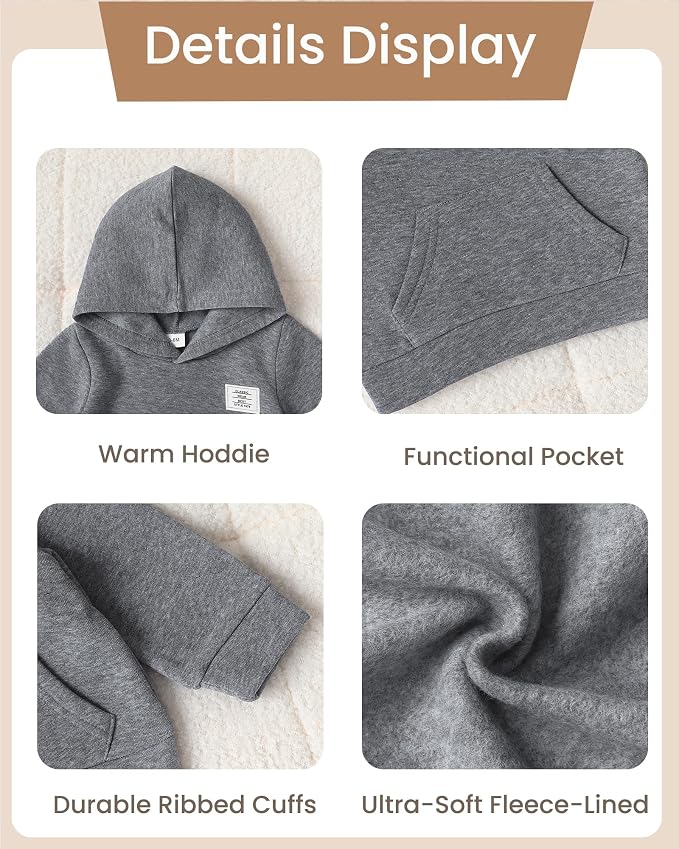 Toddler Baby Boy Clothes Long Sleeve Hoodie Sweatshirt Solid Sweatsuit Jogger - Image 6