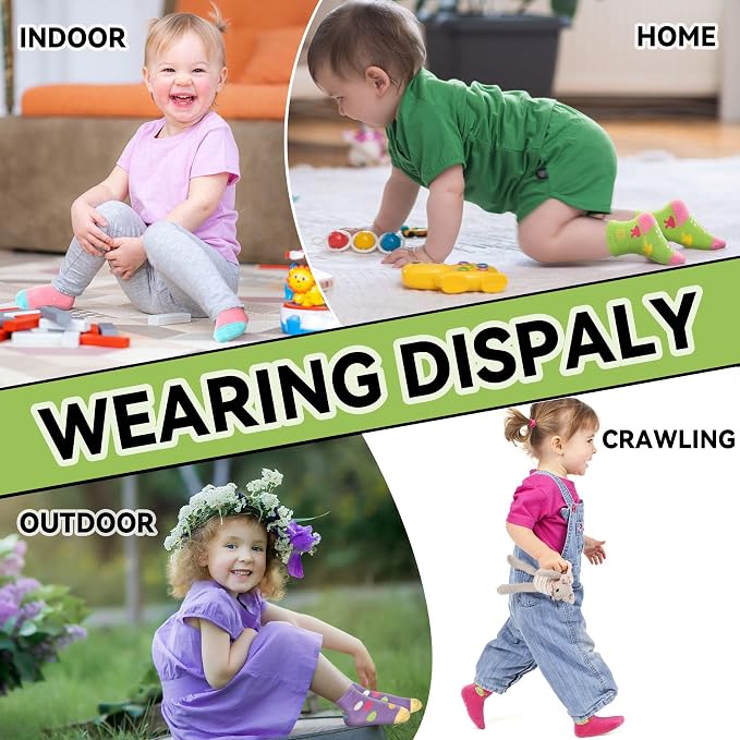 SkiBeaut Baby Toddlers Girls Socks, 12 Pairs Non Slip Kids Grips Toddler Grippy - Image 5