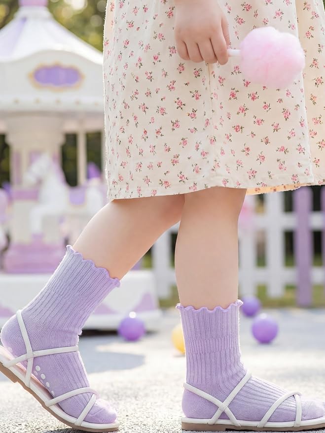 Baby Toddler Girls Socks Grip Ruffle Non Slip Kids Cotton 12 Pack Socks | - Image 3