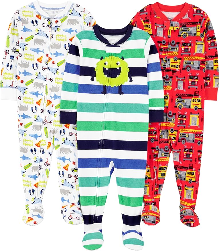 Simple Joys by Carter's Baby Boys 3 pack Snug Fit Footed Cotton Pajamas by SimpleJoysbyCarters