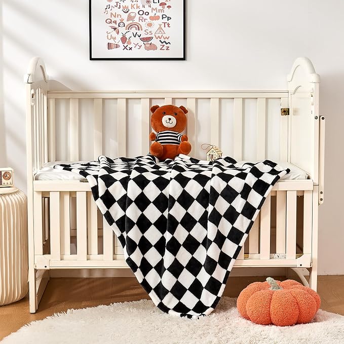 Yurhap Checkered Baby Blanket Fleece Baby Blankets - Image 5