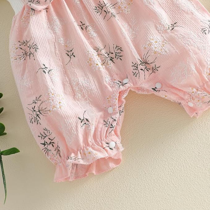 YINGISFITM Newborn Baby Girl Summer Clothes Short Sleeve Bubble Romper Bow - Image 7