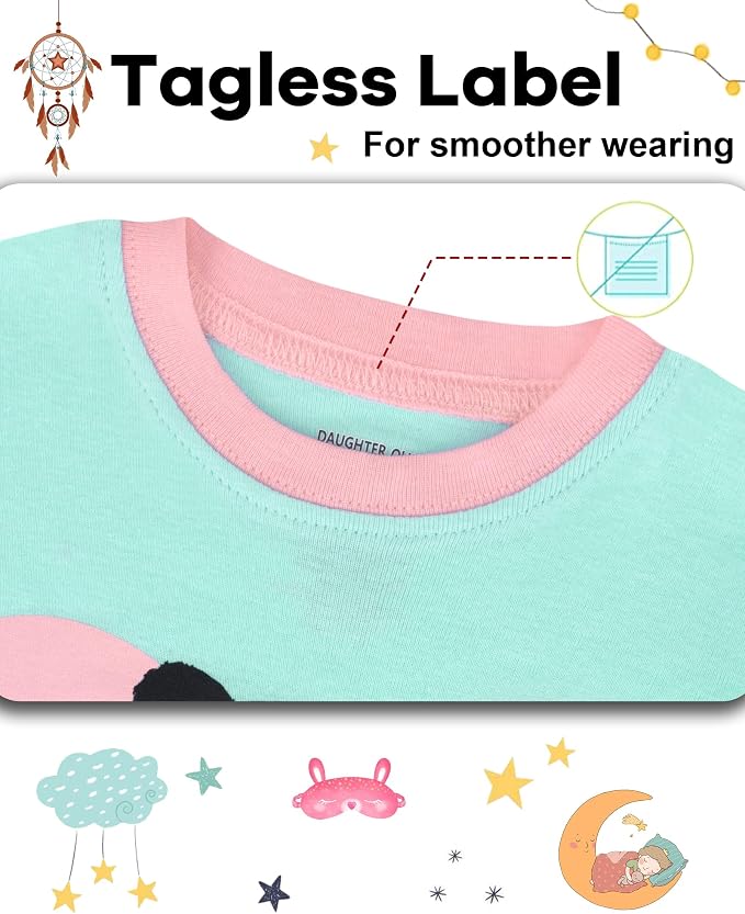DAUGHTER QUEEN Girls Summer Pajamas Set 4 Pieces 100% Cotton Sleepwear Size 18 - Image 3