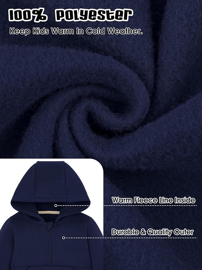 Cooraby 3 Packs Baby and Toddler Boys Long Sleeve Full-Zip Hoodies Infant - Image 4