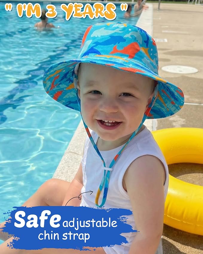 Baby Sun Hat Kids Summer Sun Protection Toddler Bucket Hat Wide Brim Adjustable - Image 3