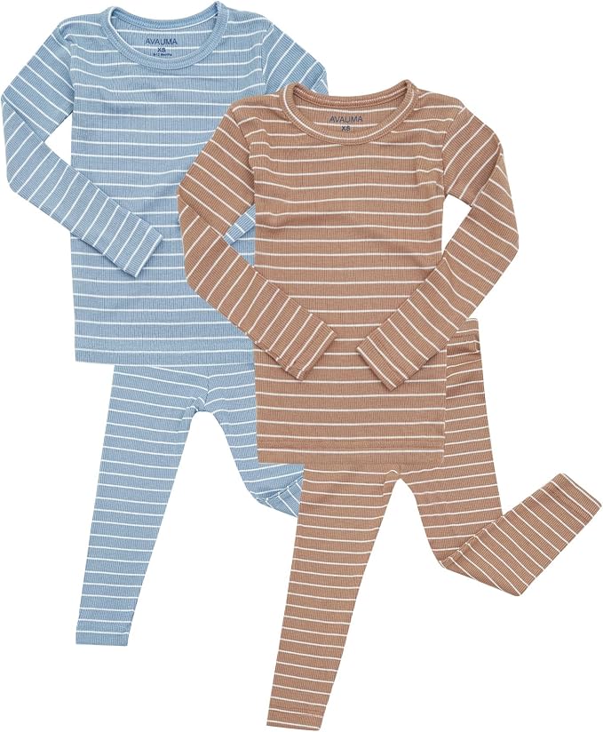 AVAUMA Stripe Pattern Baby Boys Girls Pajama Set Kids Toddler Snug fit Ribbed by AVAUMA