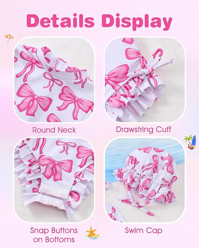 Renotemy Baby Swimsuit Girls One-Piece Swimwear Baby Beach Essentials 3M-3T - Image 4