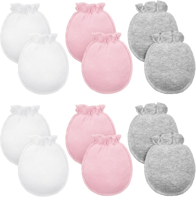 Syhood 6 Pairs Newborn Baby Mittens Cotton No Scratch Infant Gloves Elastic by Syhood