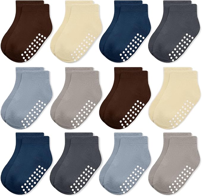 Baby Non-Slip Ankle Socks 12 Pack Soft Cotton by JAKIDAR