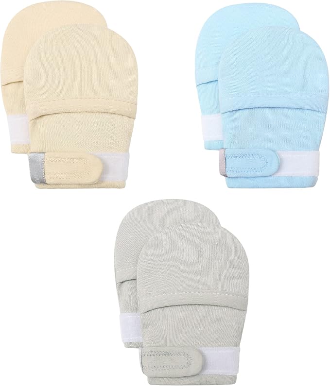 Baby Newborn No Scratch Mittens Stay On, 100% Cotton Adjustable 0-12M | Soft by HAPIU