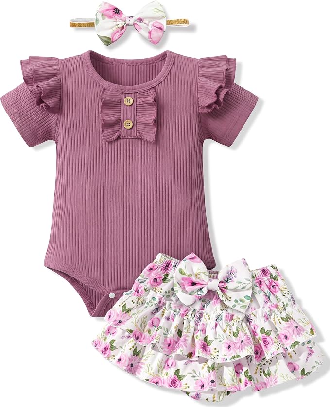 HONGTEYA Baby Girl Clothes Set Newborn Infant Summer Outfits by HONGTEYA