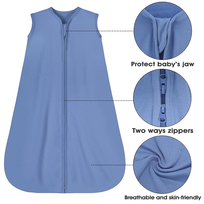 Baby Sleep Sack 0-6 Months 3 Pack Baby Wearable Blanket 100% Rayon Cotton 2-Way Zipper Toddler Sleeping Sack .Comfy Soft Lightweight TOG 0.3 (Bohemia&Checkered&Blue)